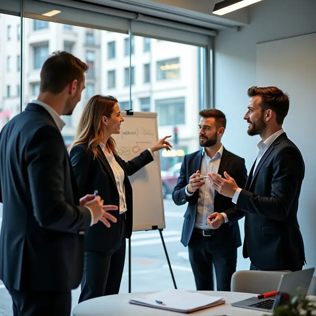 Team di professionisti che discutono piani di ristrutturazione